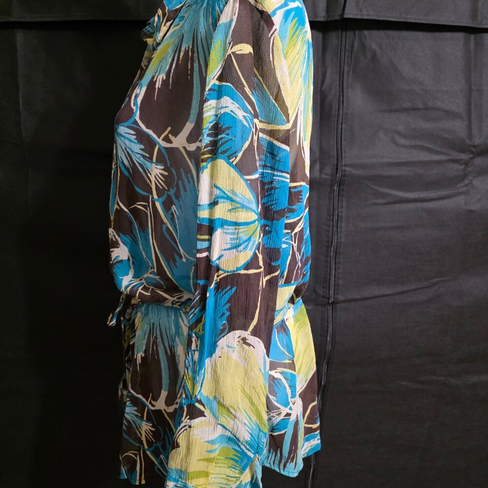 Chico’s 100% Silk Tropical Floral Button Front Blouse Size 3 (XL 12-14) - Picture 3 of 5